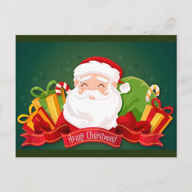 Postal Feliz Navidad (Illustration of Santa Claus with a white beard and red hat!)