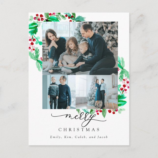 Postal Feliz Navidad 3 Collage de fotos festividad de Wre (Anverso)