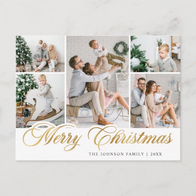 Postal Feliz Navidad 5 Fotos Saludo de Navidad (Anverso)