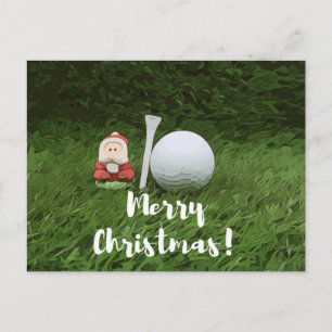 Postal Feliz Navidad a los golfistas con pelota de golf y