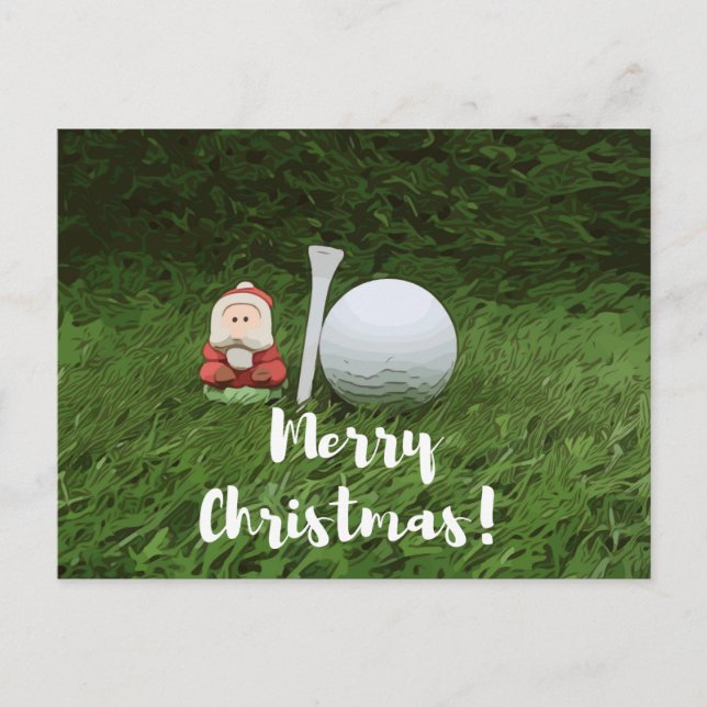 Postal Feliz Navidad a los golfistas con pelota de golf y (Anverso)