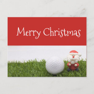 Postal Feliz Navidad a los golfistas de Santa con pelota 