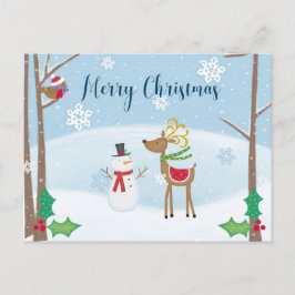 Postal Feliz Navidad a Personalizado Snowman Reindeer