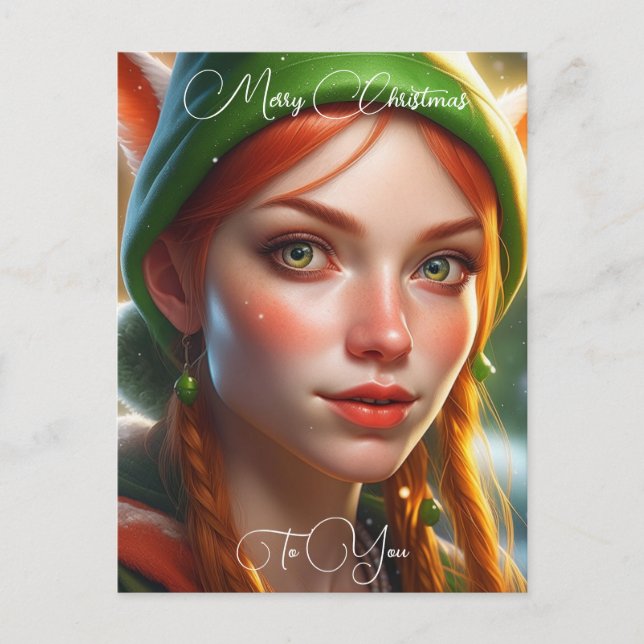 Postal Feliz Navidad A Ti | Cute Elf (Anverso)