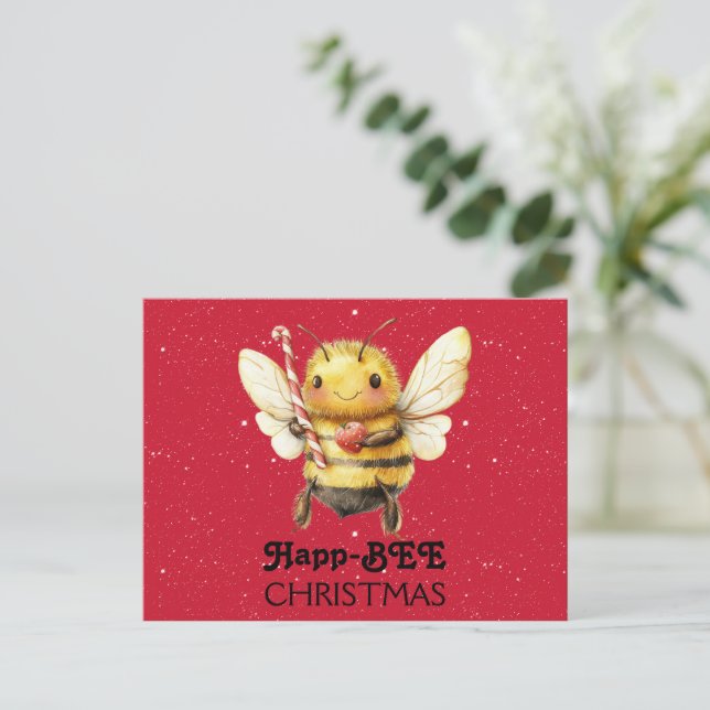 Postal Feliz Navidad Abeja (Anverso de pie)