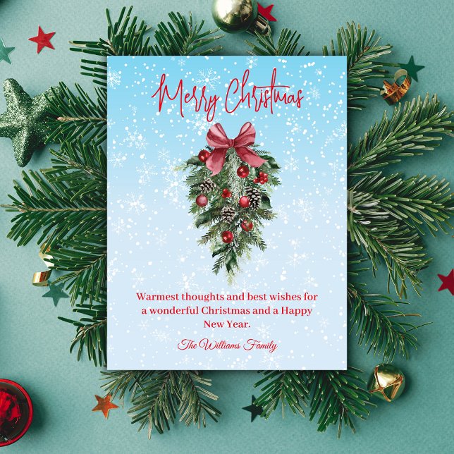 Postal feliz navidad acuarela navidad árbol nevado (Subido por el creador)