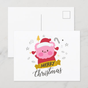 Postal feliz navidad adorable oso personalizado