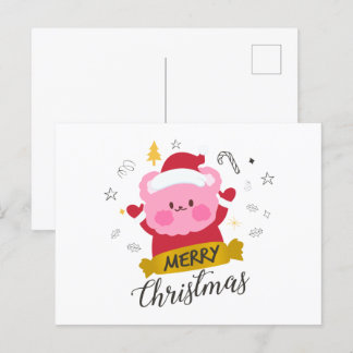 Postal feliz navidad adorable oso personalizado