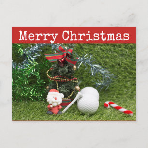 Postal Feliz Navidad al golfista con Santa y Navidades