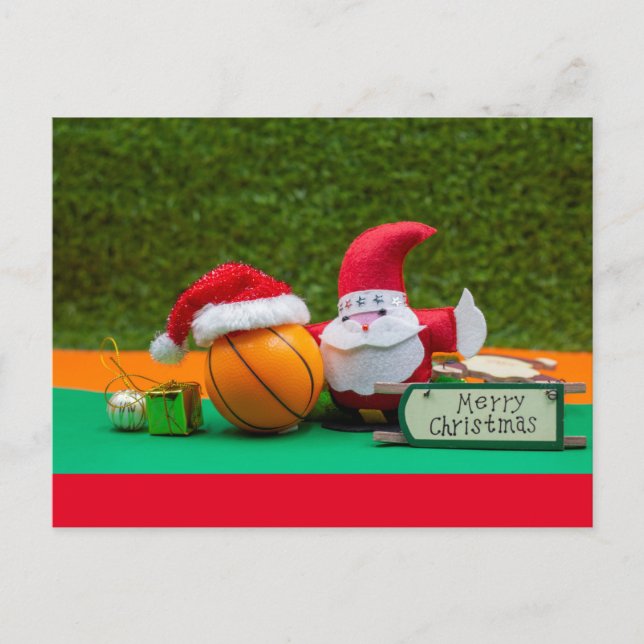 Postal Feliz Navidad al jugador de baloncesto con Santa C (Anverso)