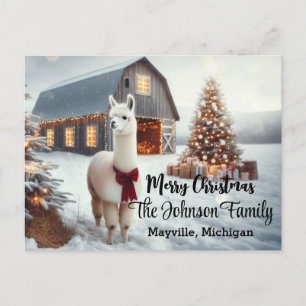 Postal Feliz Navidad Alpaca personalizada