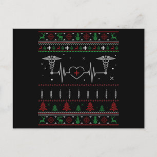 Postal Feliz Navidad, amena enfermera médica Navidades fe