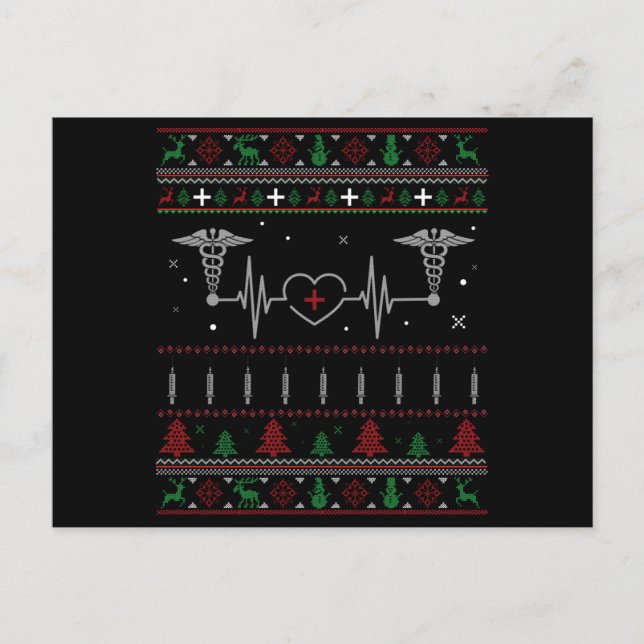 Postal Feliz Navidad, amena enfermera médica Navidades fe (Anverso)