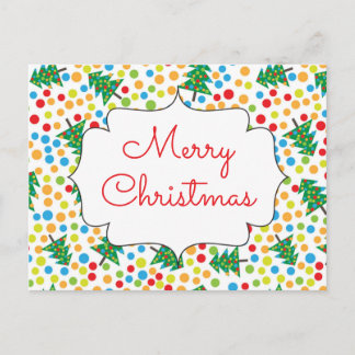 Postal Feliz Navidad Árboles y luces Fiestas Retro