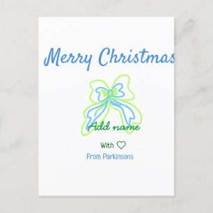 Postal Feliz navidad arco azul verde agregar nombre de fa