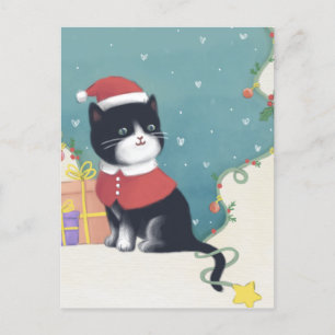 Postal Feliz Navidad: Arte de Ilustracion Gato
