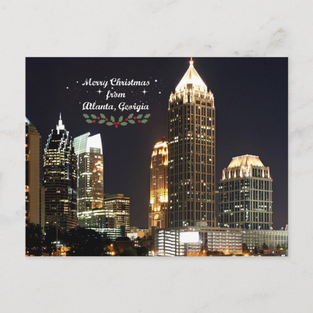 Postal "Feliz Navidad", Atlanta, Georgia Skyline (Anverso)