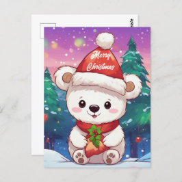 Postal Feliz Navidad Bebé Blanco Oso Polar