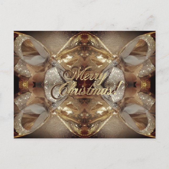 Postal Feliz Navidad Brown Faux Gold Script Elegante (Anverso)