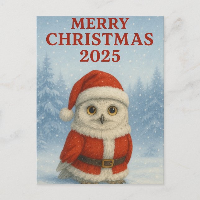 Postal Feliz Navidad Búho  (Anverso)
