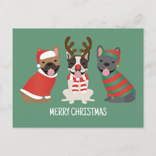 Postal Feliz Navidad Bulldogs Franceses