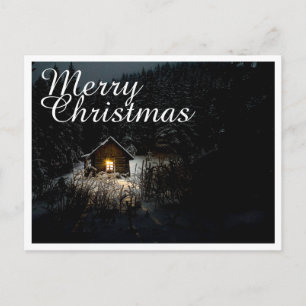 Postal Feliz Navidad Cabaña Mística Bosques Profundos