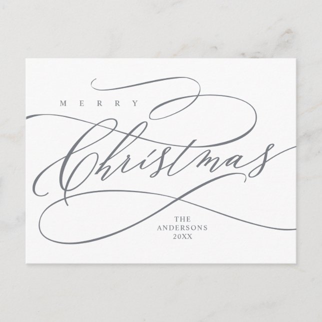 Postal Feliz Navidad, Caligrafía de Saludo de Temporada (Anverso)