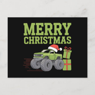 Postal Feliz Navidad Camión Monstruo Niño de Navidad 