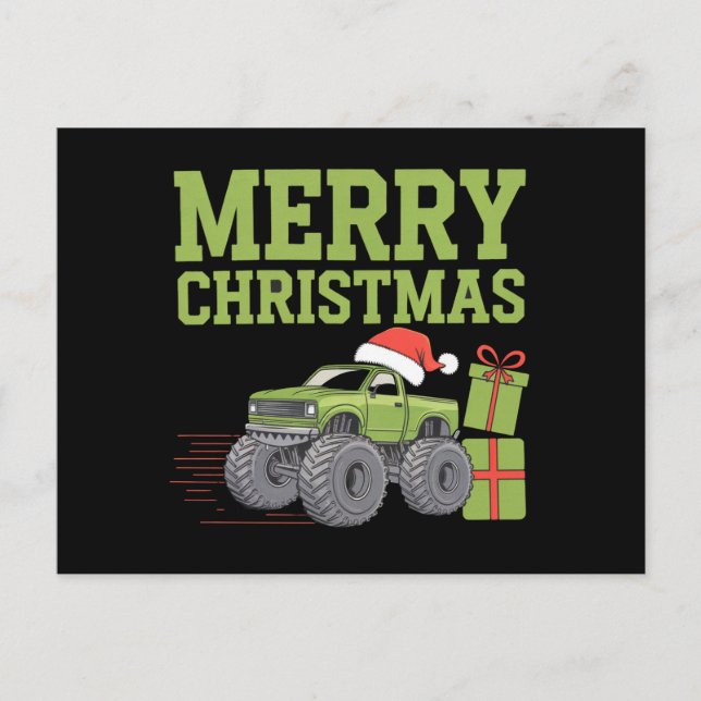 Postal Feliz Navidad Camión Monstruo Niño de Navidad  (Anverso)