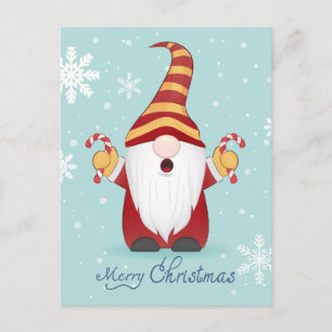 Postal FELIZ NAVIDAD   Candy Cane Gnome de vacaciones de 