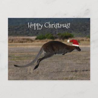 Postal Feliz Navidad Canguro Gorro Rojo de Santa Hoppy