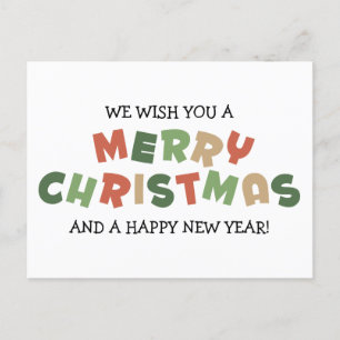 Postal Feliz Navidad colgando cartas y feliz año nuevo