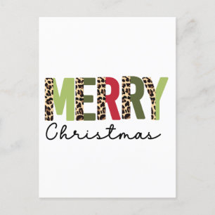 Postal "Feliz Navidad" Color moderno bloqueado Leopard