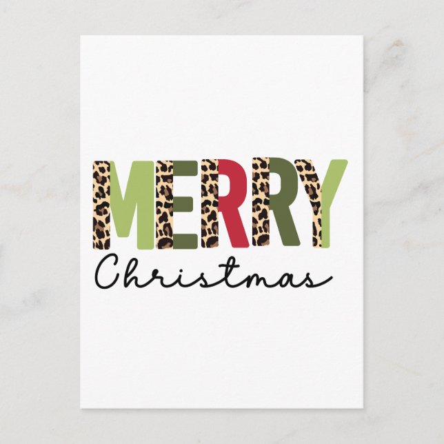 Postal "Feliz Navidad" Color moderno bloqueado Leopard (Anverso)