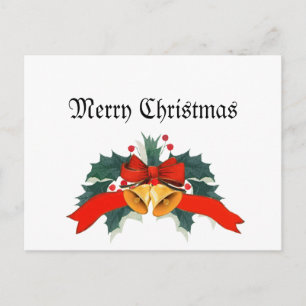 Postal Feliz Navidad con campanas de oro