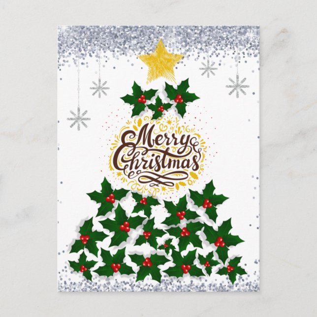 Postal Feliz Navidad con el árbol de Navidad (Anverso)