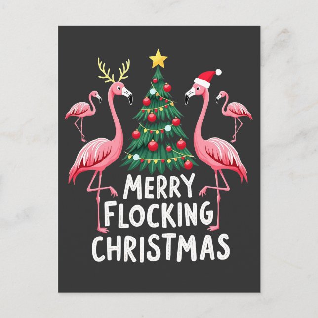 Postal Feliz Navidad con Flamencos Navideños (Anverso)