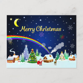 Postal Feliz Navidad con la luna creciente