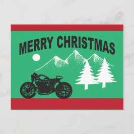 Postal Feliz Navidad con moto y montañas