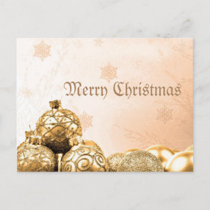 Postal Feliz Navidad con Ornamentos de Oro