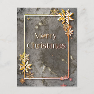 Postal Feliz Navidad con profundidad y cristales de nieve