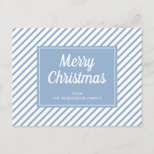 Postal Feliz Navidad con Rayas Azules Modernas