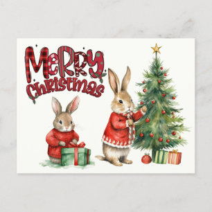 Postal Feliz Navidad Conejos