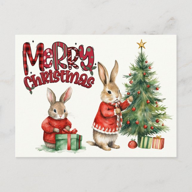 Postal Feliz Navidad Conejos (Anverso)