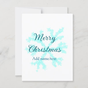 Postal Feliz Navidad copos de nieve azul purpurina chispa
