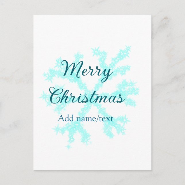 Postal Feliz Navidad copos de nieve azul purpurina chispa (Anverso)