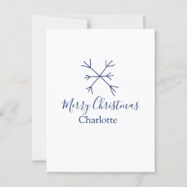 Postal Feliz Navidad copos de nieve azules agregar nombre