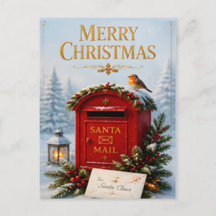 Postal Feliz Navidad Correo Santa Fiesta de Invierno