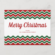 Feliz Navidad Cubierta Rojo Tiras de Ola Verde