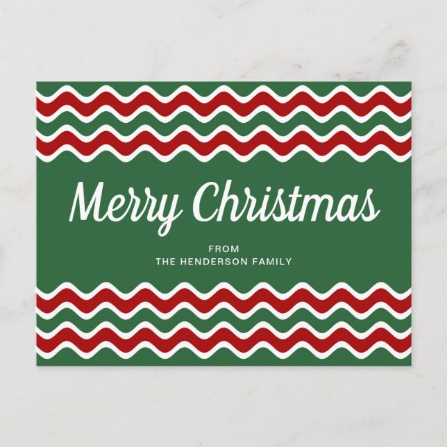 Postal Feliz Navidad Cuidad Verde Estribos de olas rojas (Anverso)